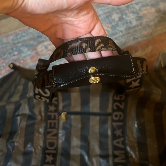 SOLD❤️ FENDI Roma Pequin Stripe Coated Canvas Duffle/ Travel/ Weekender Bag XL - Picture 6 of 13